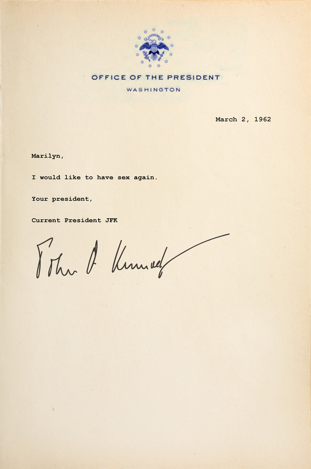 Illustration for article titled Amazing: Read These Newly Discovered Letters Between JFK And Marilyn Monroe